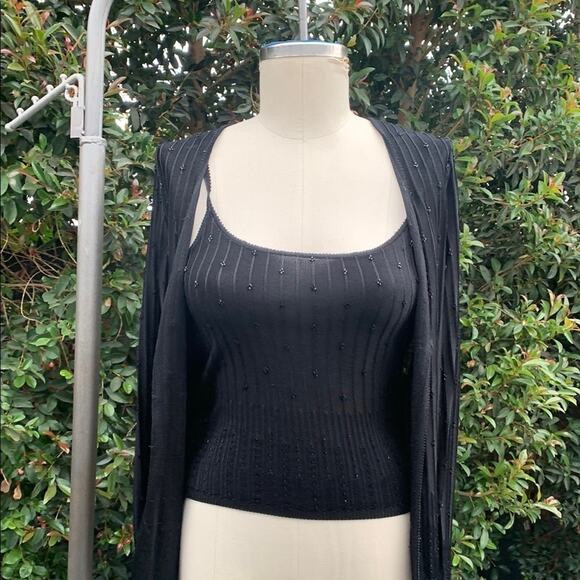 Laundry by Shelli Segal Beaded Cardigan and Tank Set - Picture 6 of 16